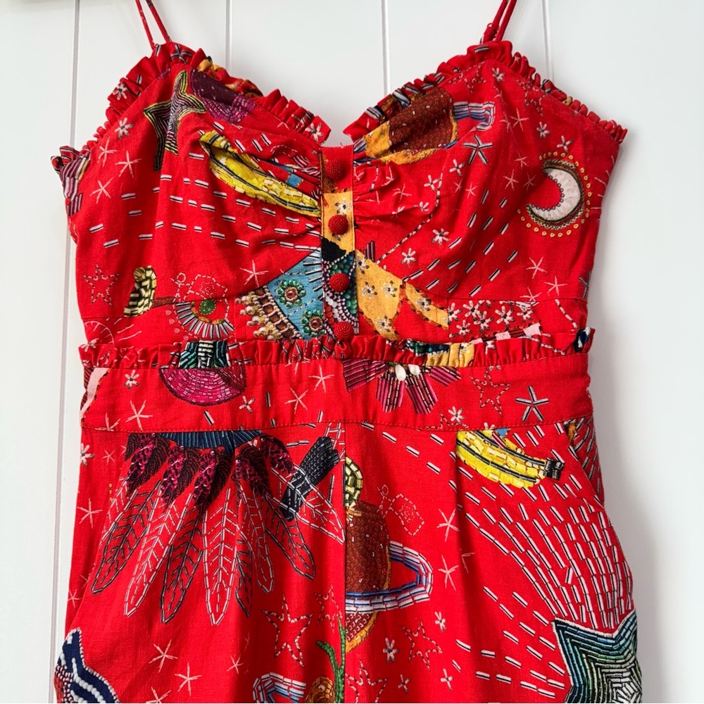 FARM Rio Red Spaghetti Strap Printed Jumpsuit - Picture 6 of 16